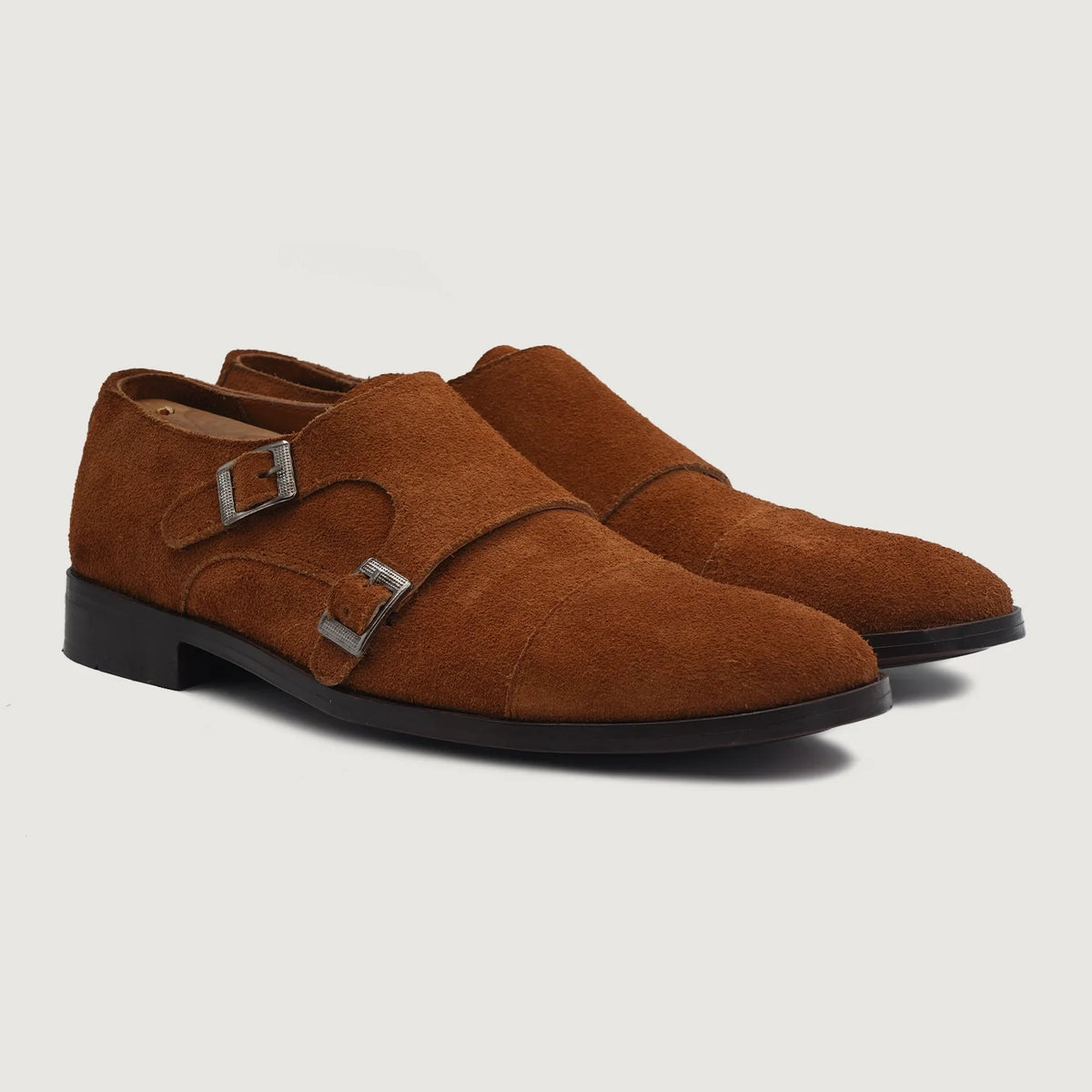 Boston Zapatos de doble hebilla Marrón Suede Zapatos de cuero For Men in Brown Goatskin Suede - Vista de perfil | Comprar online