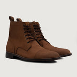 Knight Derby Brown Leather Boots For Men in Brown Full-Grain Leather - Lateral Side Profile View | Buy Online