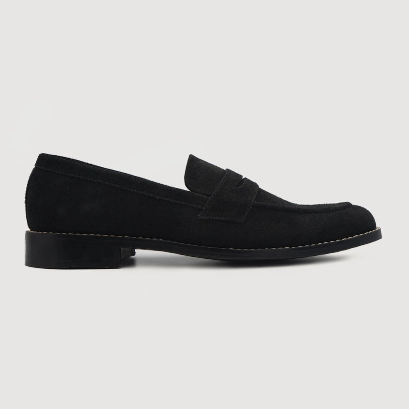 Baxton Negro Suede Leather Loafers para Hombre