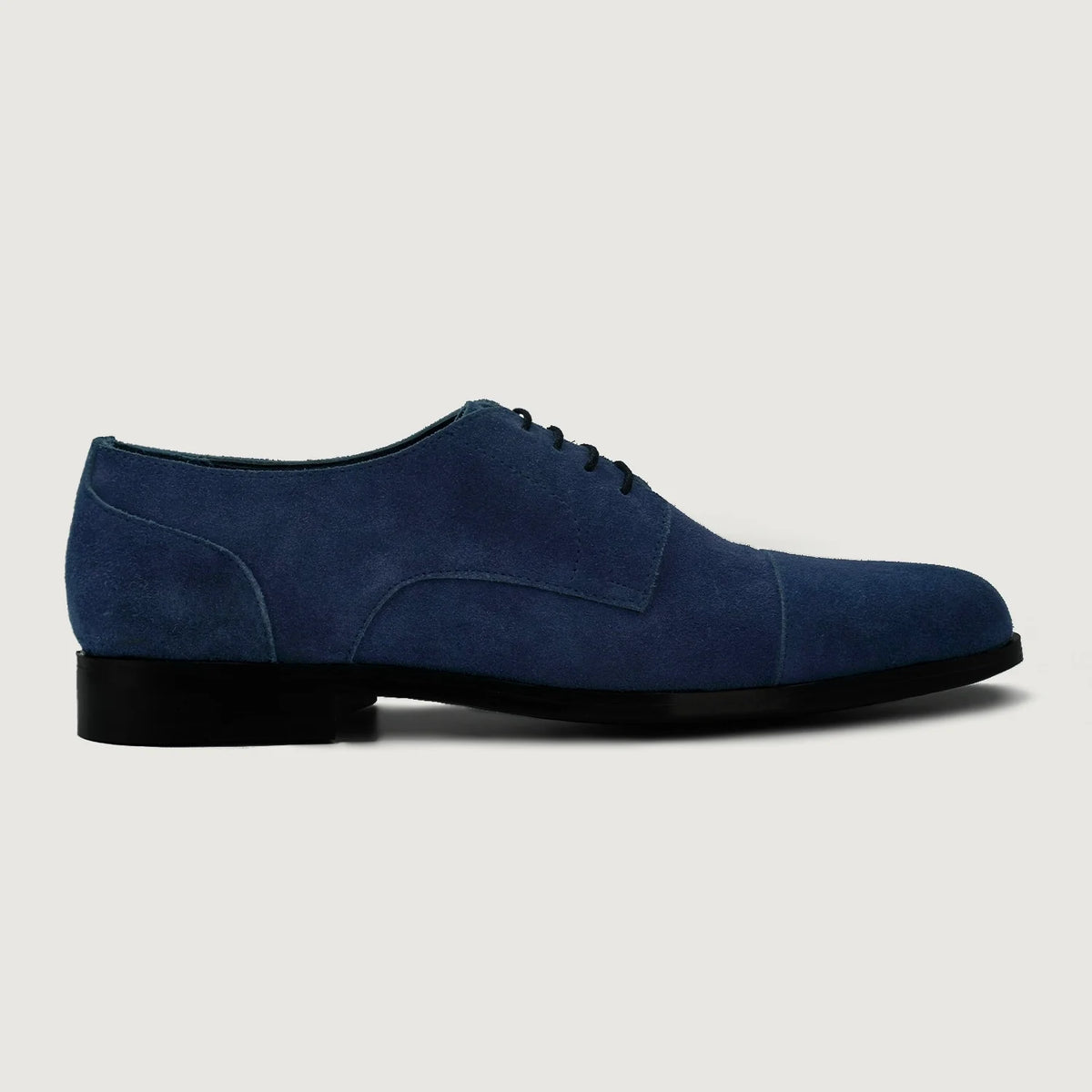 Midnight Blue Goatskin Suede Leather Shoes - Construcción cosida Goodyear y puntera delantera