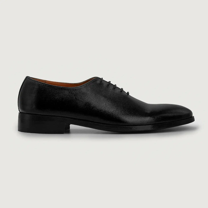 Director Wholecut Negro Leather Shoes para Hombre