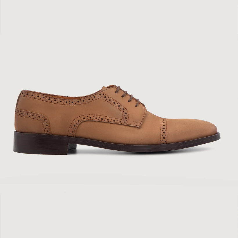 Dirk Brogues Derby Marrón Nubuck Zapatos de cuero para Hombre