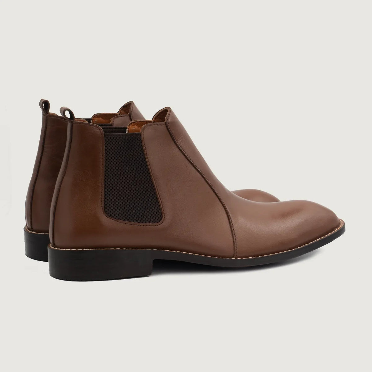 Clarkson Chelsea Marrón Botas de cuero para Hombre For Men - Contrafuerte de talón reforzado y doble costura de precisión