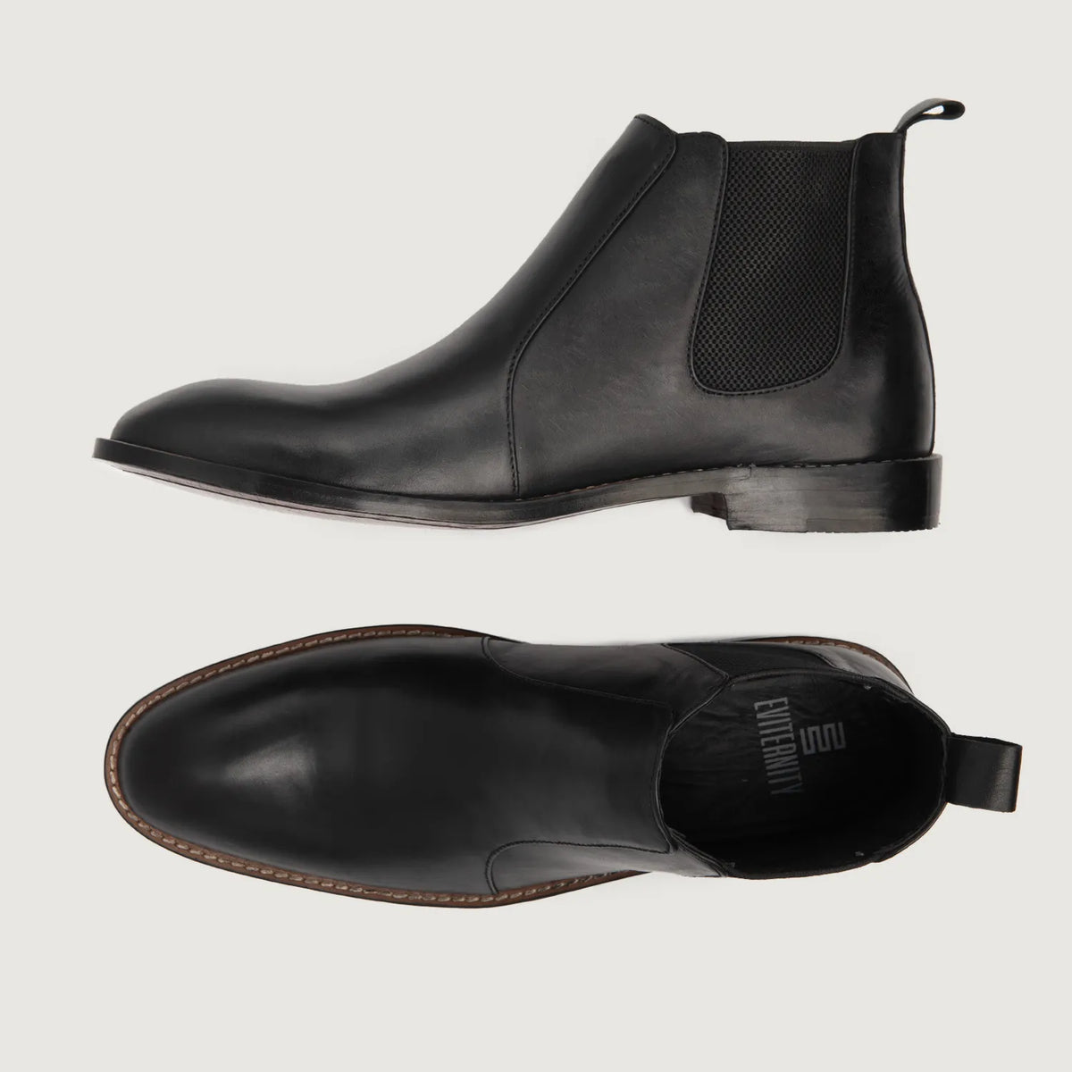 Clarkson Chelsea Negro Botas de cuero para Hombre For Men - Contrafuerte de talón reforzado y doble costura de precisión