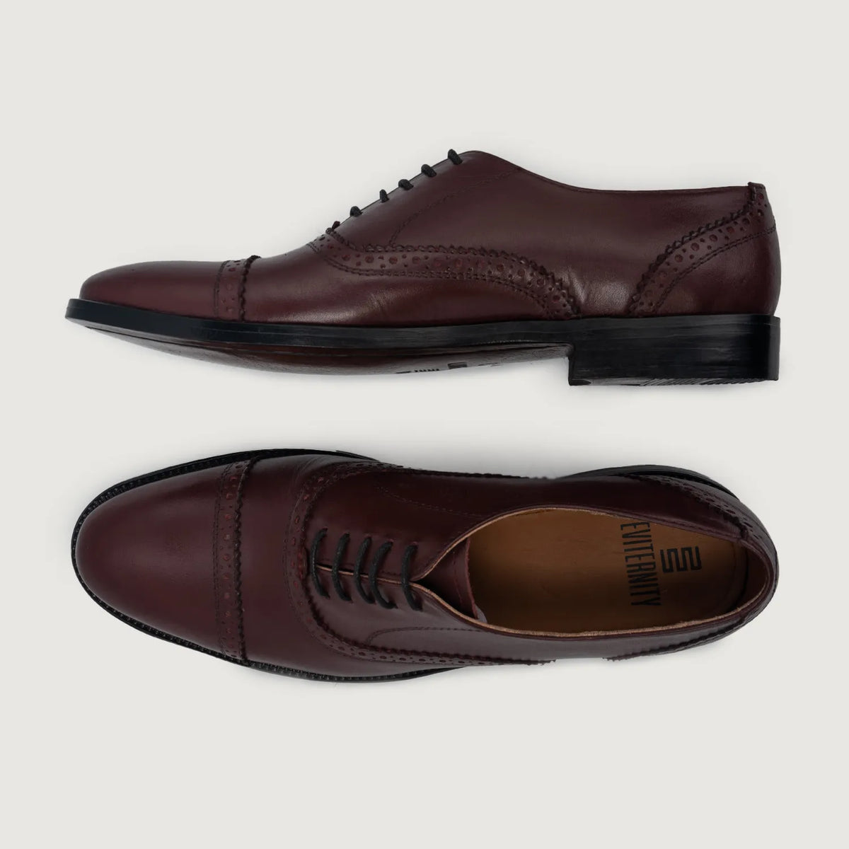 Grisson Brogues Oxford Granate Zapatos de cuero para Hombre For Men - Contrafuerte de talón reforzado y doble costura de precisión