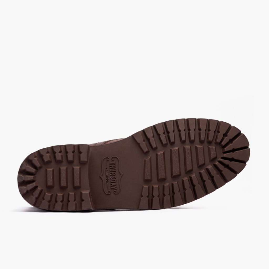 High-Traction Rubber Outsole & Lug Tread Pattern on Captain StormKing® Whisky Botas de cuero para Hombre