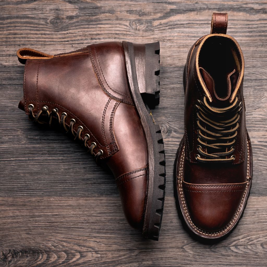 Challenger Whisky Botas de cuero para Hombre - Contrafuerte de talón reforzado y doble costura de precisión