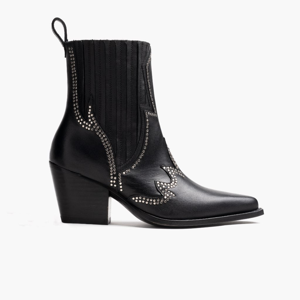 Icon Negro Botas de cuero para Mujer en cuero vacuno negro auténtico - Vista de perfil | Comprar online