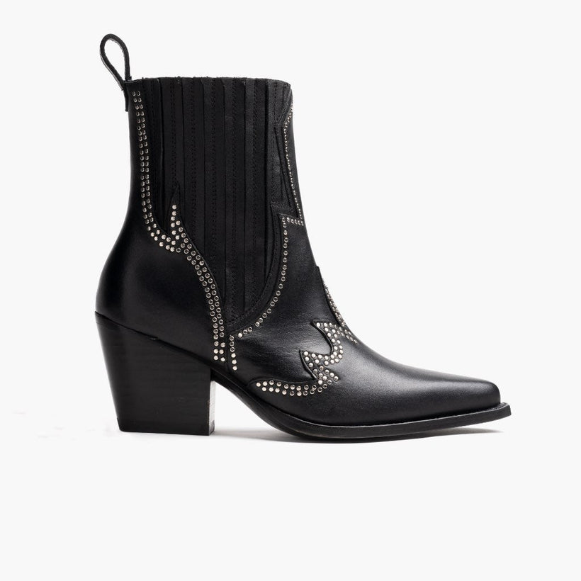 Icon Black Leather Boots in Black Full-Grain Leather - Lateral Side Profile View | Buy Online