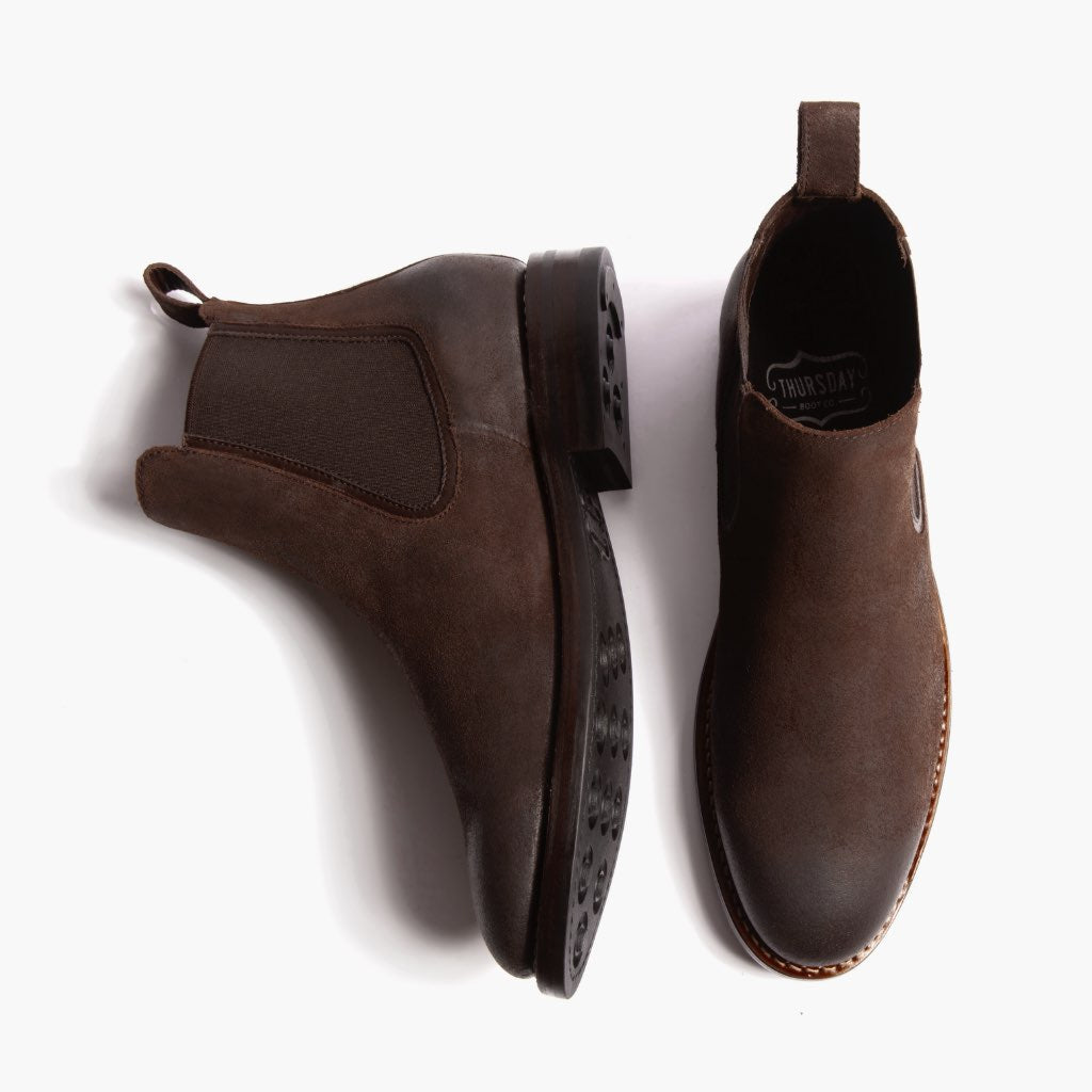Duke Chocolate Suede Botas de cuero para Hombre - Contrafuerte de talón reforzado y doble costura de precisión