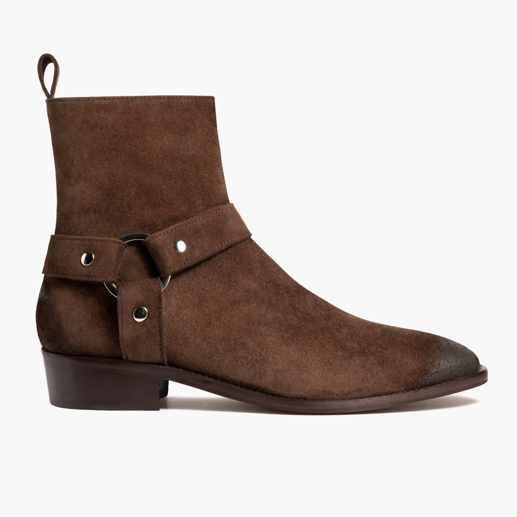 Dark Brown Goatskin Suede Leather Boots - Construcción cosida Goodyear y puntera delantera