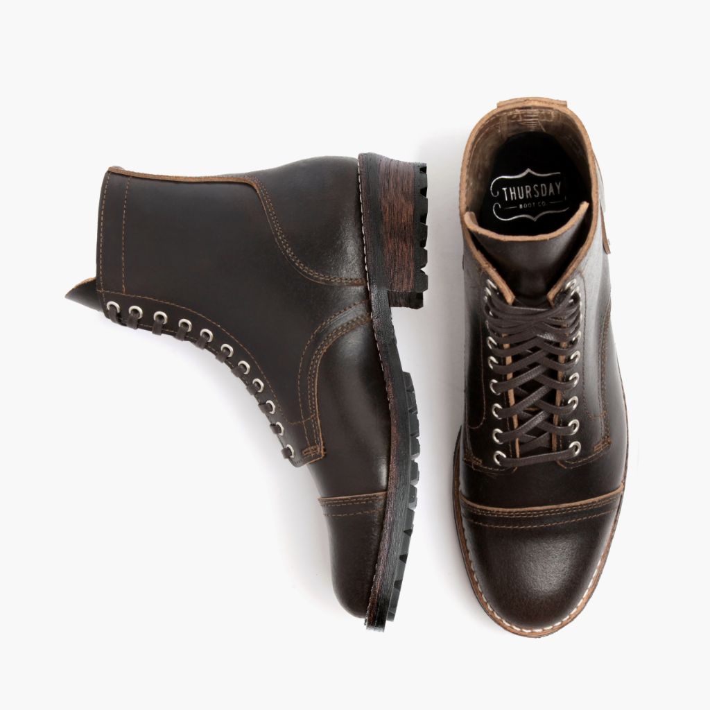 Logger Waxed Cacao Botas de cuero para Hombre - Contrafuerte de talón reforzado y doble costura de precisión