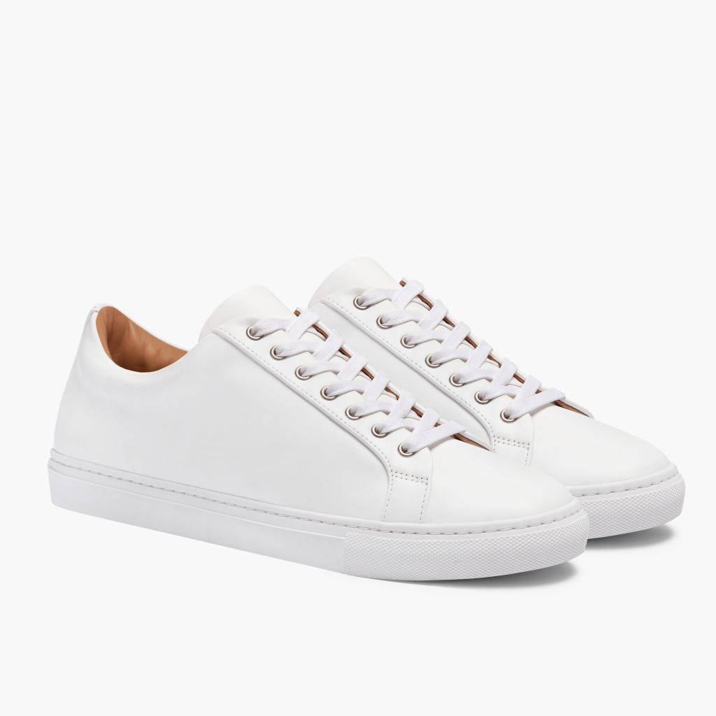 Premier Low Top Blanco Zapatillas de cuero para Hombre For Men in White Full-Grain Leather - Vista de perfil | Comprar online