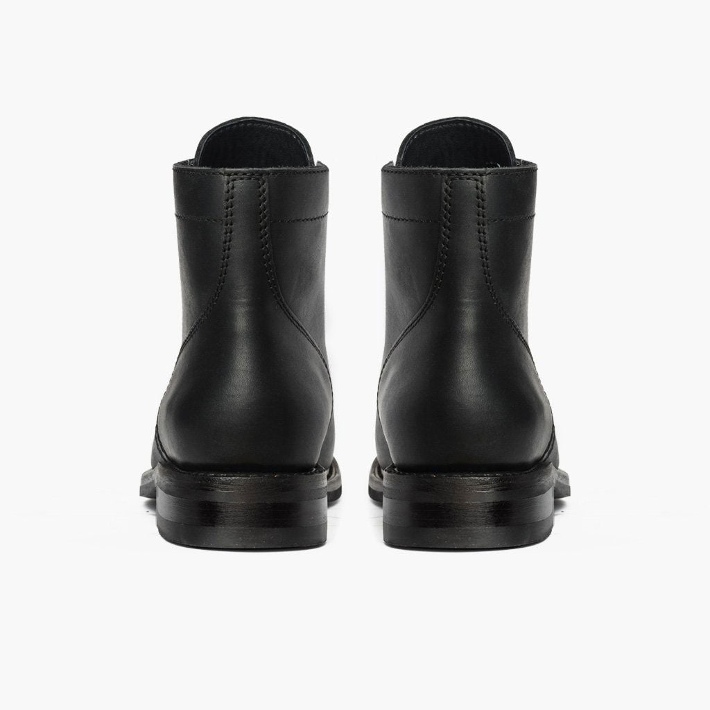 President Negro Mate Botas de cuero para Hombre For Men - Contrafuerte de talón reforzado y doble costura de precisión