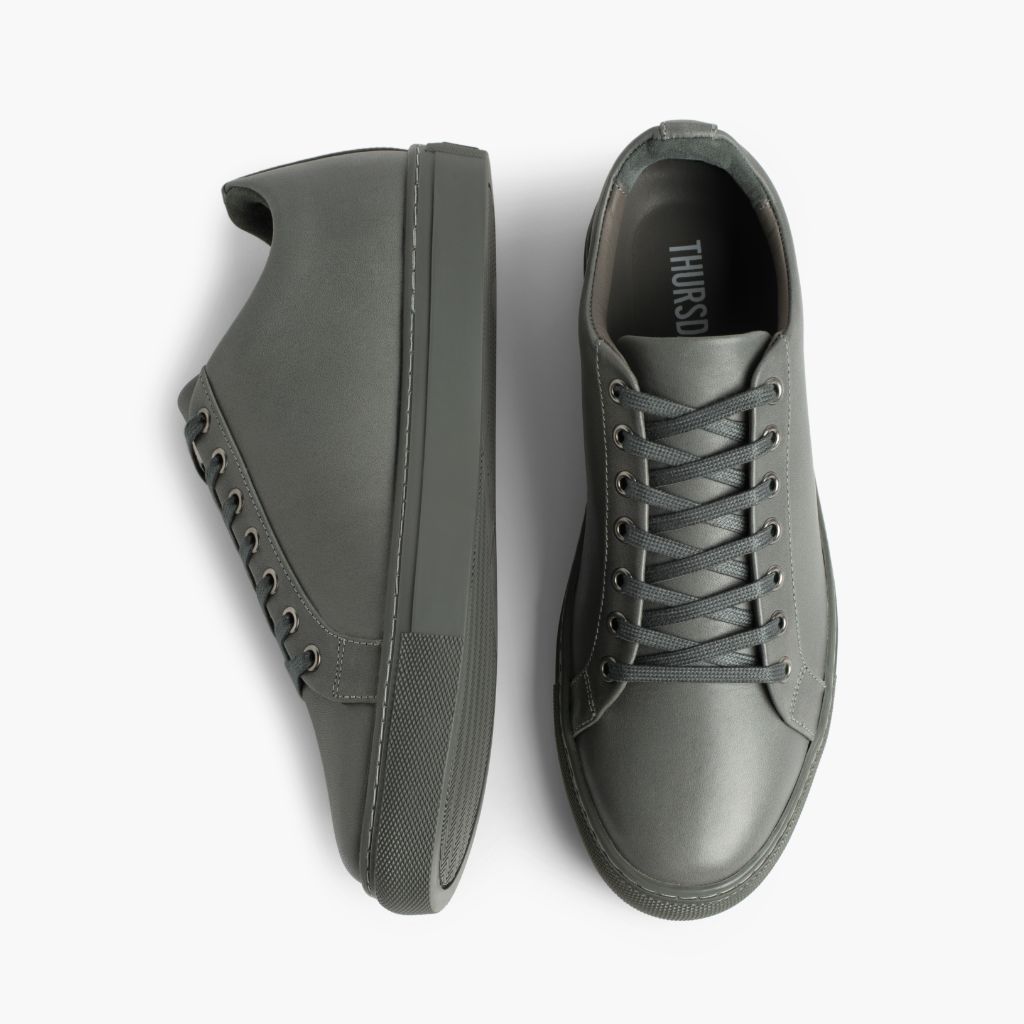 Premier Low Top Gris Zapatillas de cuero para Hombre For Men - Contrafuerte de talón reforzado y doble costura de precisión