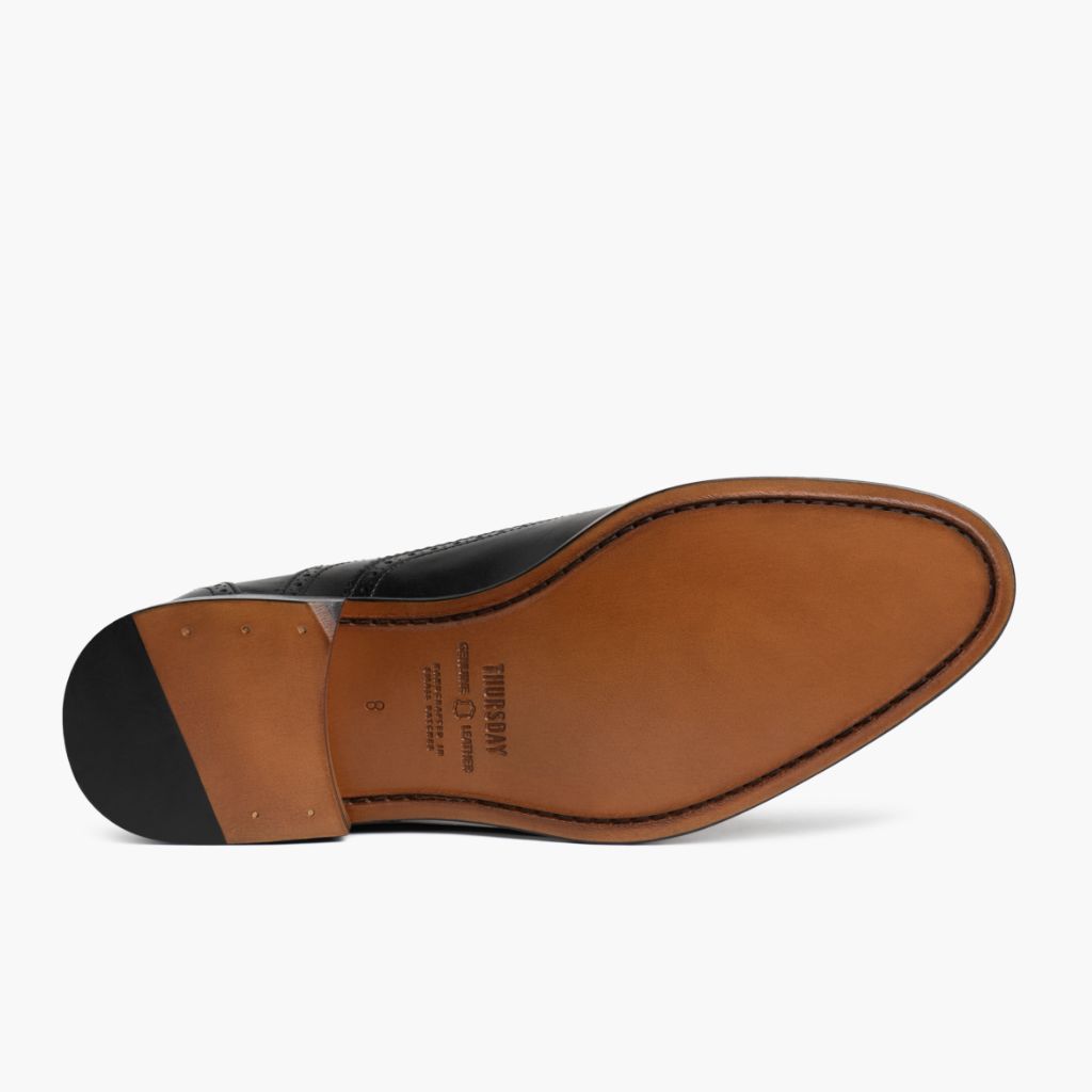 Vista de detalle of Classic Collar & Heavy-Duty Zipper Hardware on Aviator Negro Mocasines de cuero para Hombre