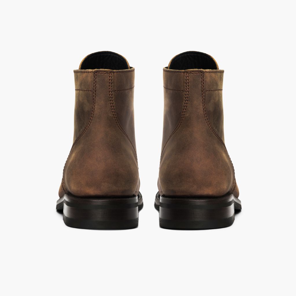 Captain Cobre Quemado Botas de cuero para Hombre - Contrafuerte de talón reforzado y doble costura de precisión