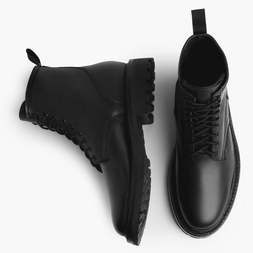 Stomper Negro (No Zipper) Leather Boots para Hombre