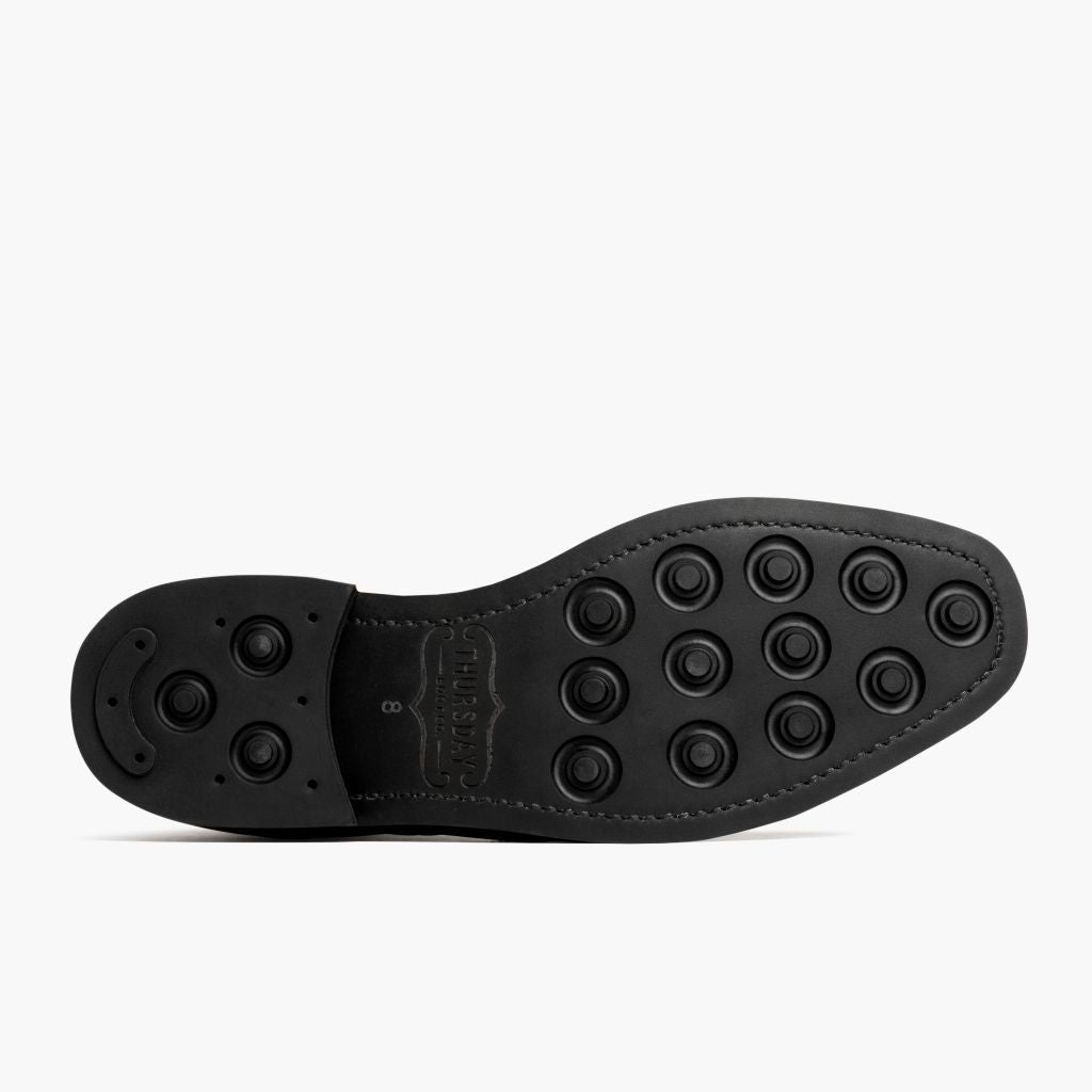 High-Traction Rubber Outsole & Lug Tread Pattern on Wingtip Negro Botas de cuero para Hombre For Men