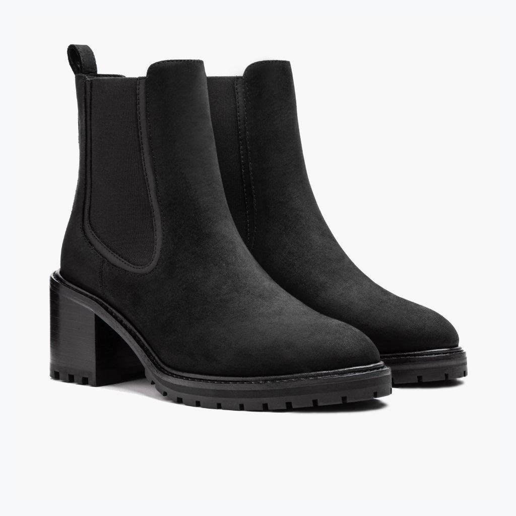 Knockout Negro Mate Botas de cuero para Mujer - Construcción cosida Goodyear y puntera delantera