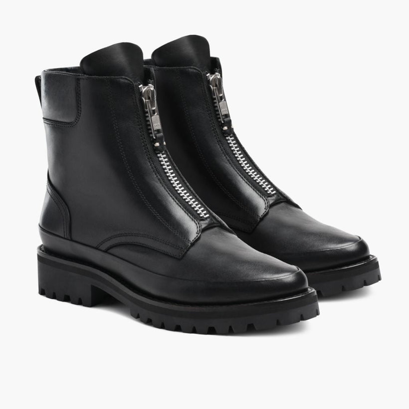 Black Full-Grain leather Boots - Goodyear Welt Construction & Front Toe Box Detail