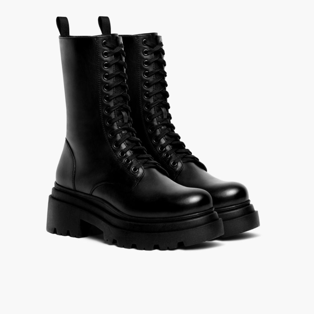 Fatale Negro Botas de cuero para Mujer en cuero vacuno negro auténtico - Vista de perfil | Comprar online