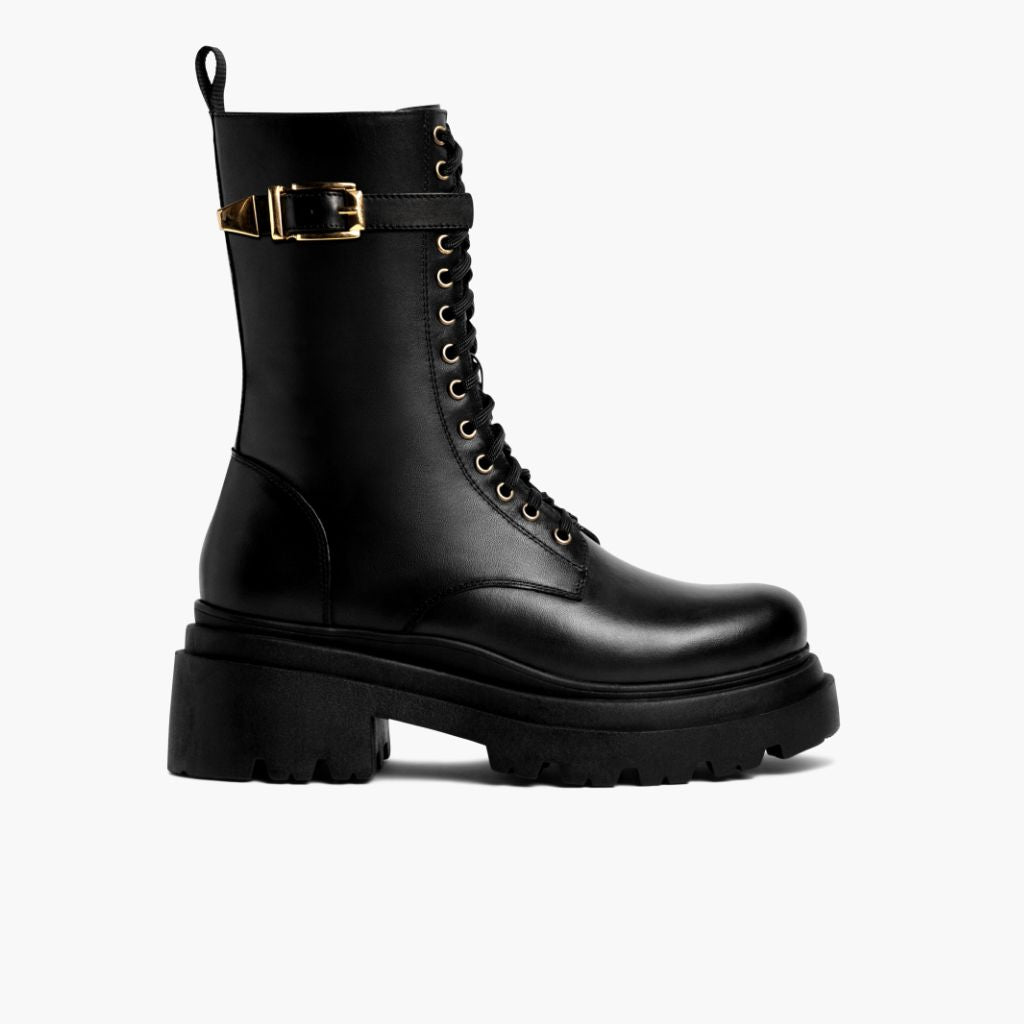Black Full-Grain leather Boots - Construcción cosida Goodyear y puntera delantera