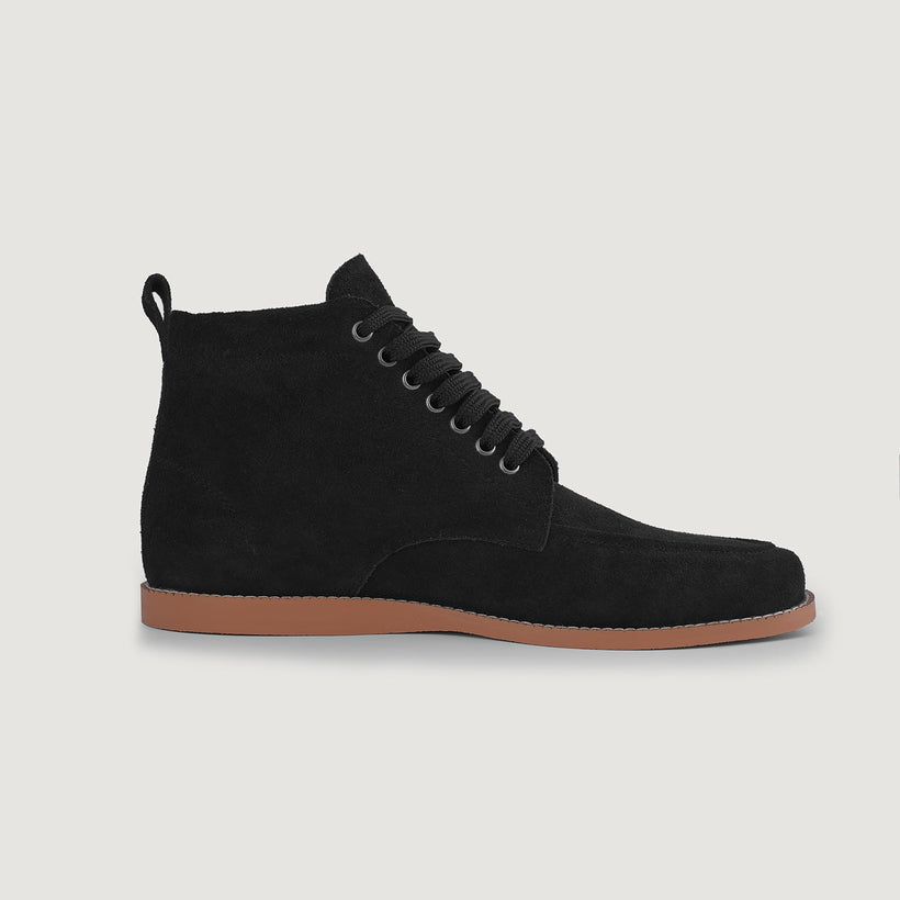 Bearman Moc Toe Negro Suede Boots para Hombre