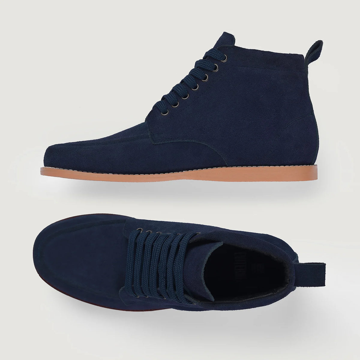 Bearman Botas Moc Toe de ante azul para Hombre - Contrafuerte de talón reforzado y doble costura de precisión