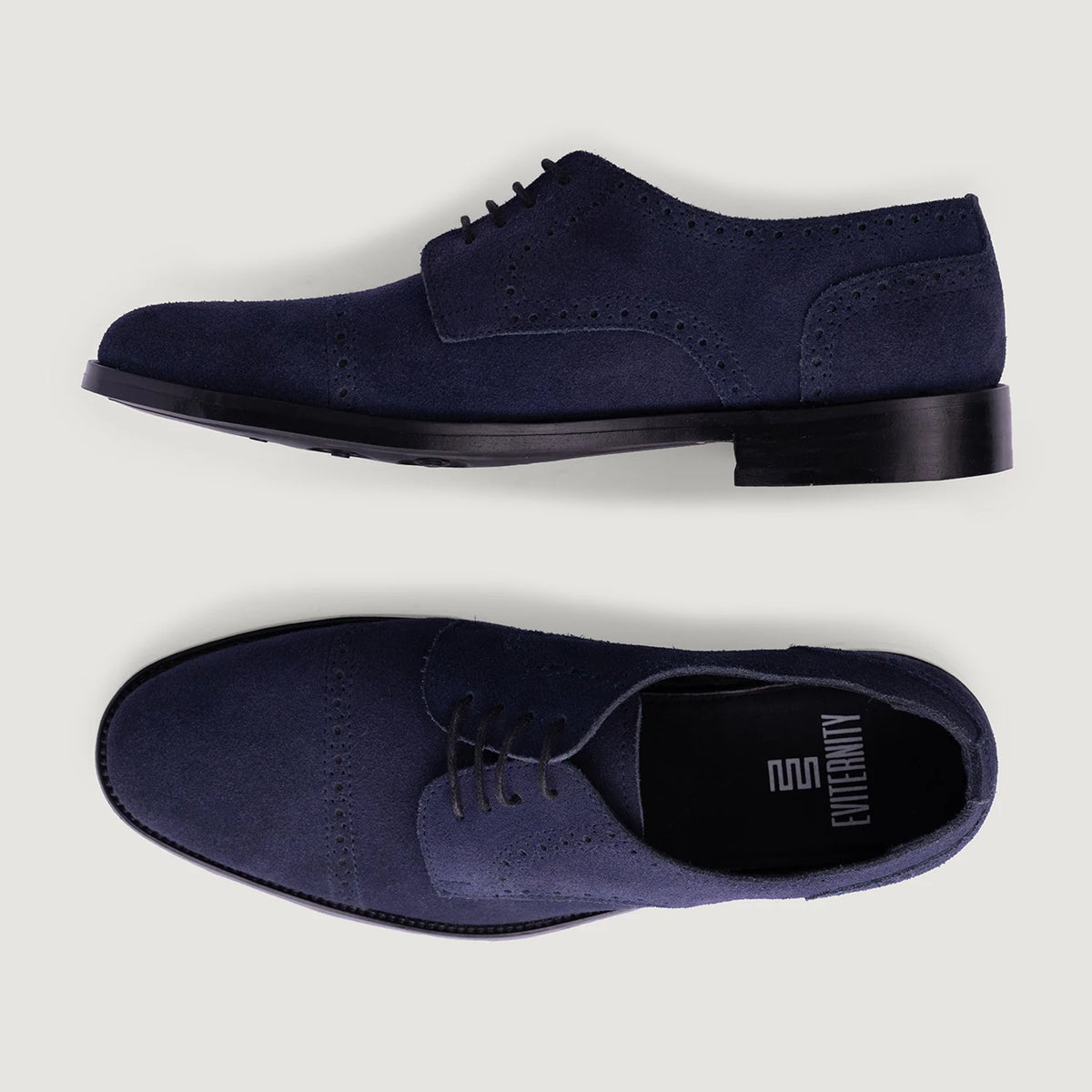 High-Traction Rubber Outsole & Lug Tread Pattern on Dirk Brogues Derby Azul Suede Zapatos de cuero - StudGuard para Hombre
