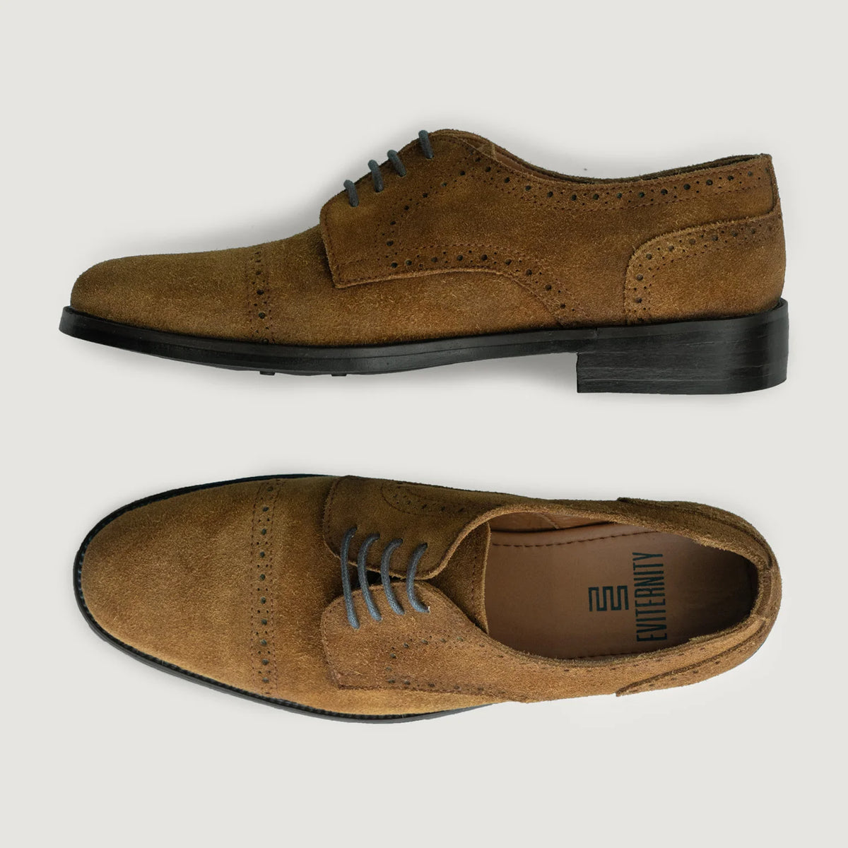 Dirk Brogues Derby Brown Suede Leather Shoes StudGuard For Men - Contrafuerte de talón reforzado y doble costura de precisión