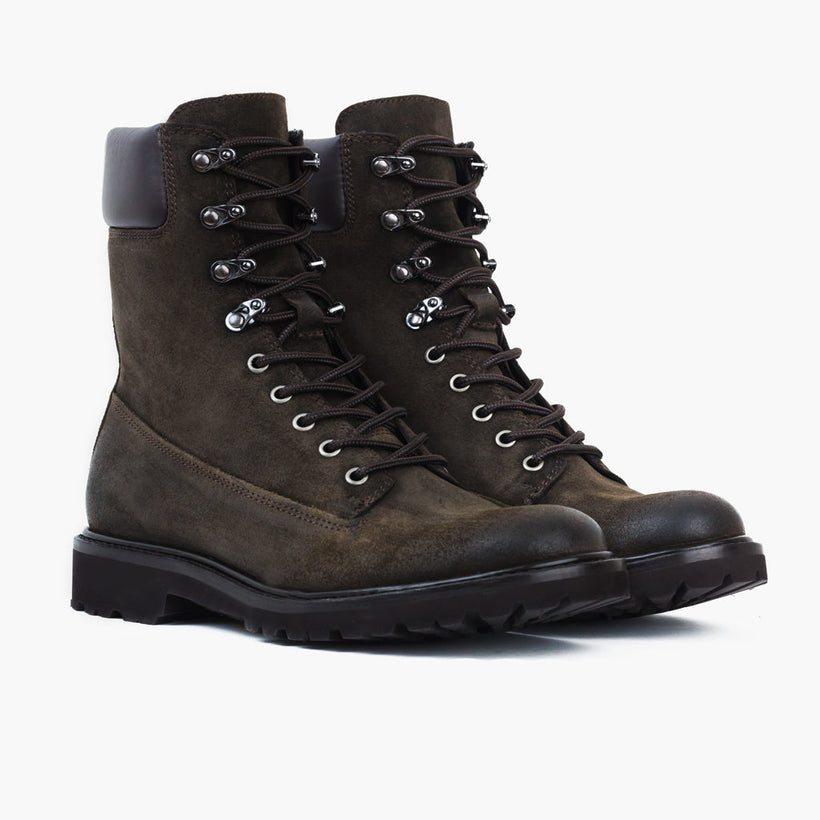 Explorer Verde Oliva Oscuro Suede Botas de cuero para Hombre