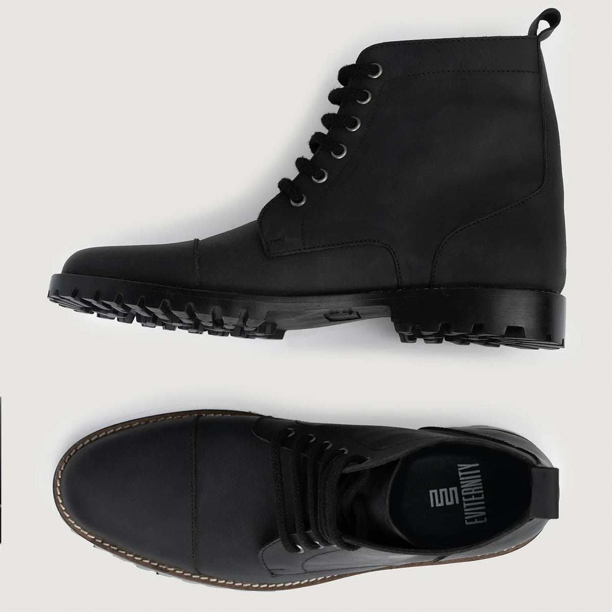 Knight Derby Negro Mate Nubuck Botas de cuero - TerraGrip para Hombre - Contrafuerte de talón reforzado y doble costura de precisión
