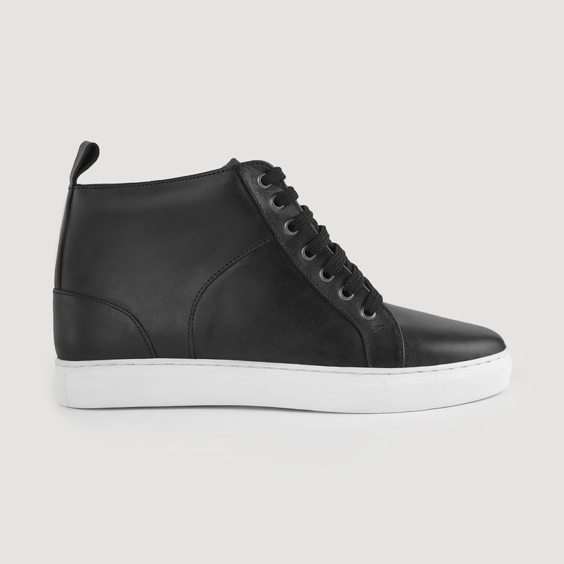 Marty High Top Negro Zapatillas de cuero para Hombre