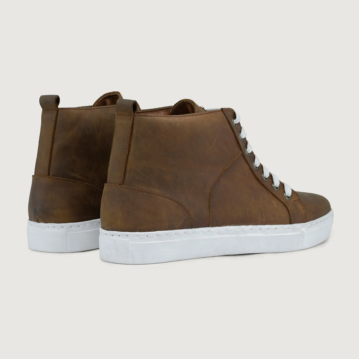 Marty High Top Cobre Quemado Pullup Zapatillas de cuero para Hombre For Men - Contrafuerte de talón reforzado y doble costura de precisión