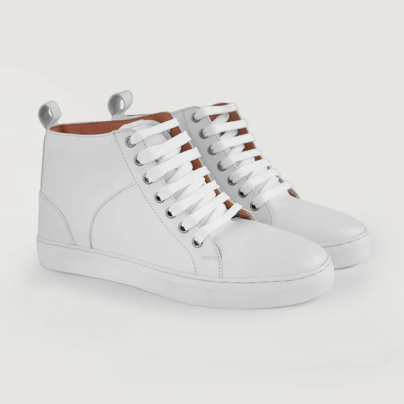 Marty High Top Blanco Zapatillas de cuero para Hombre