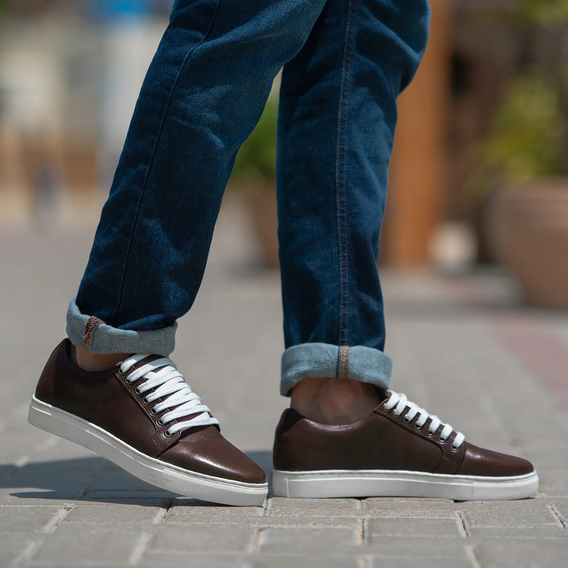 Murphy Low Top Granate Zapatillas de cuero para Hombre