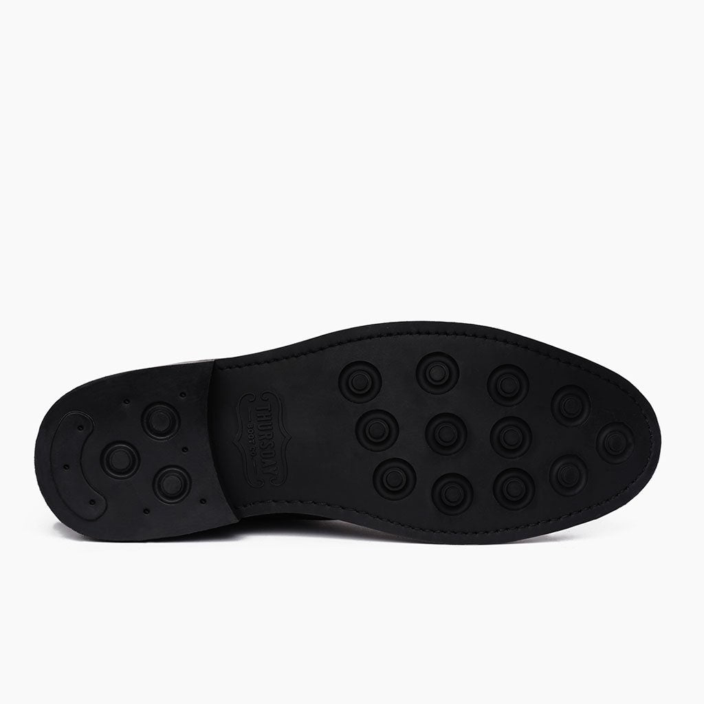 High-Traction Rubber Outsole & Lug Tread Pattern on Captain Negro Mate Botas de cuero para Hombre