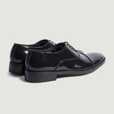 High-Traction Rubber Outsole & Lug Tread Pattern on Professor Oxford Black Patent Leather Shoes For Men