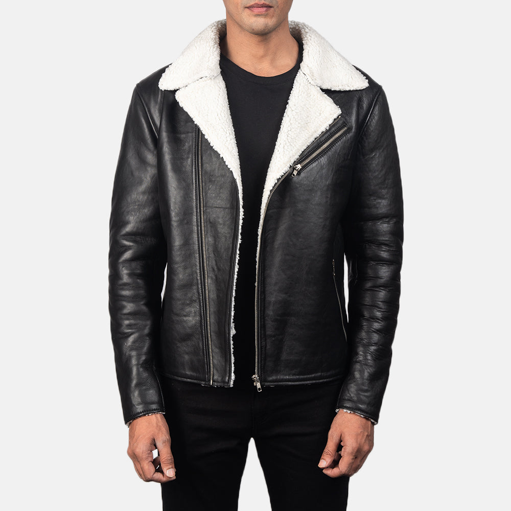 
Alberto Blanco Shearling Negro Chaqueta de Cuero para Hombre in Black Sheepskin Leather - Vista frontal y silueta entallada | Comprar online