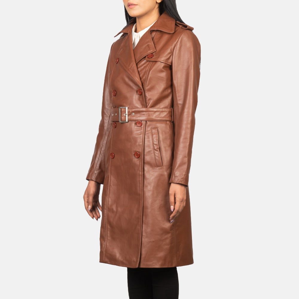
Black Cowhide leather Coat - Vista posterior con hombros definidos y bajo impecable