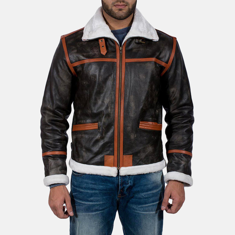 Alpine Marrón Fur Chaqueta de Cuero para Hombre