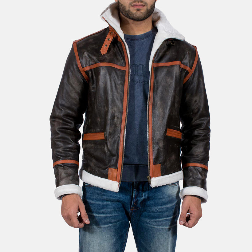 Alpine Marrón Fur Chaqueta de Cuero para Hombre
