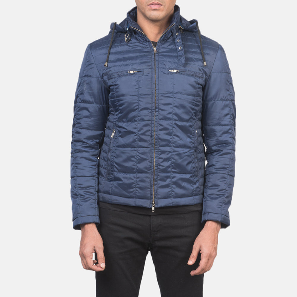 
Alps Quilted Blue Windbreaker Jacket - Vista lateral mostrando el corte ergonómico de mangas