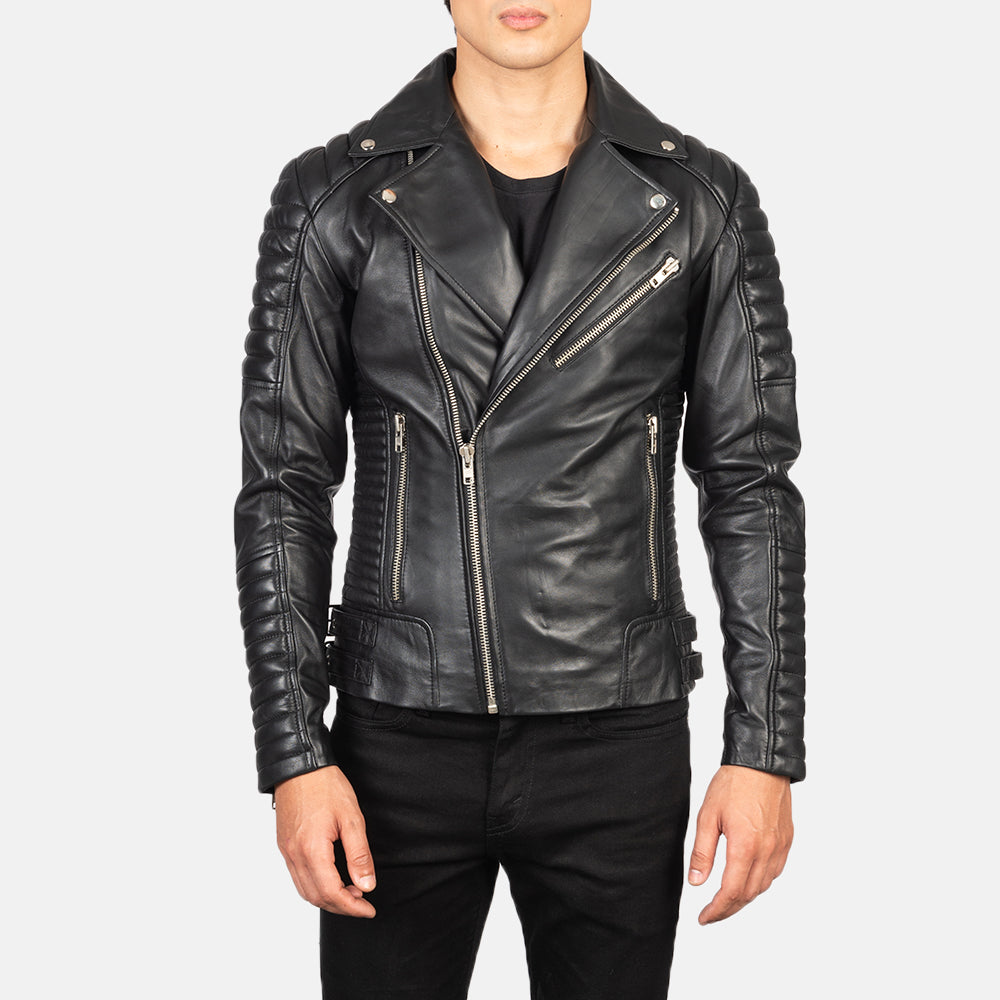 Men's Armand Green Suede Biker Jacket in Green Goatskin Suede - Vista frontal y silueta a medida | Comprar online