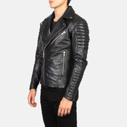 Green Goatskin Suede Biker Jacket - Vista trasera con ajuste entallado en hombros y bajo impecable