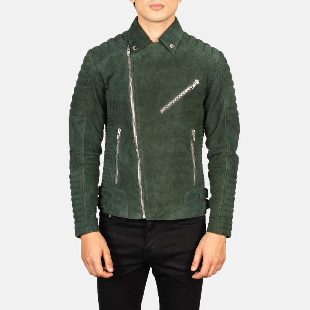 Armand Verde Chaqueta Biker de Cuero para Hombre – Vista alternativa del producto 4