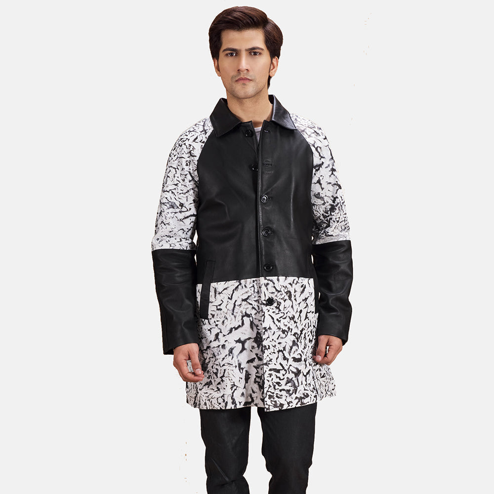 
Artistry Negro Dye Abrigo de Cuero para Hombre in Black & White Sheepskin Dip &Amp; Dye - Vista frontal y silueta entallada | Comprar online