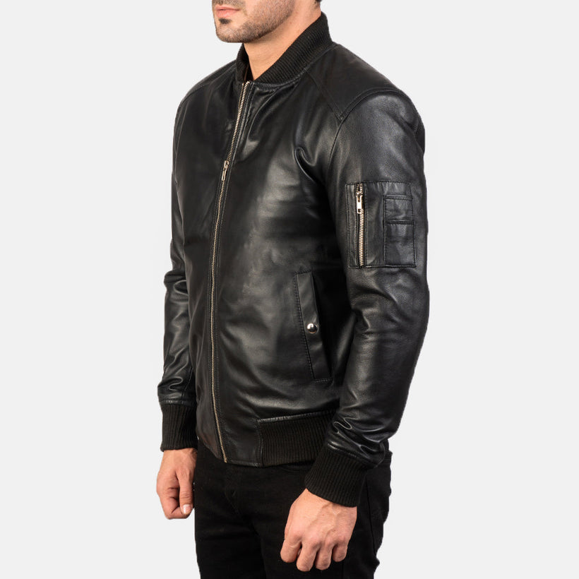 Bomia MA-1 Cazadora Bomber de Cuero para Hombre