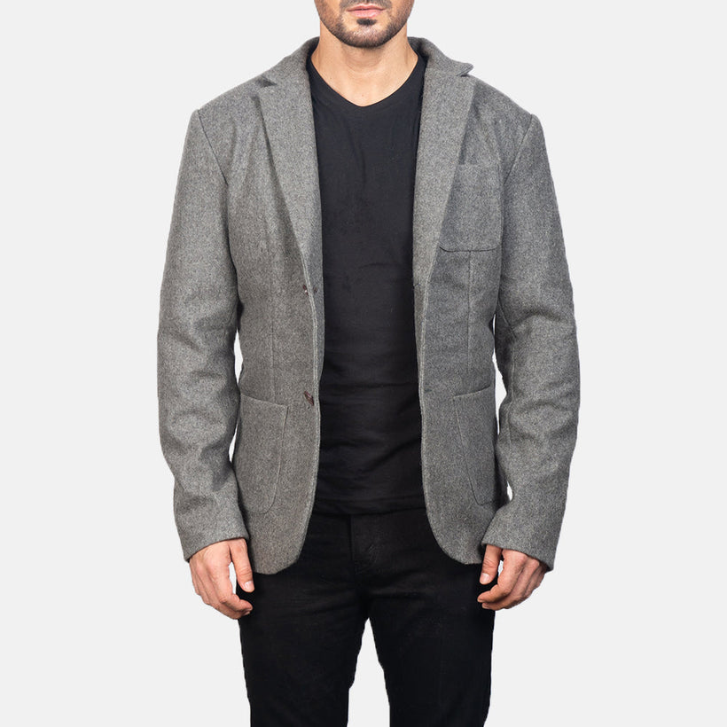 Borges Gris Wool Blazer de Cuero para Hombre